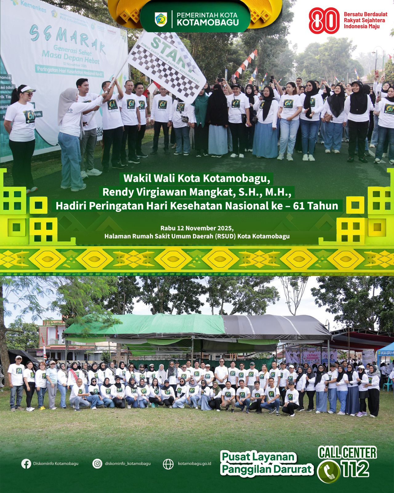 Wakil Wali Kota Kotamobagu Hadiri Peringatan Hari Kesehatan Nasional ke-61 Tahun 2025