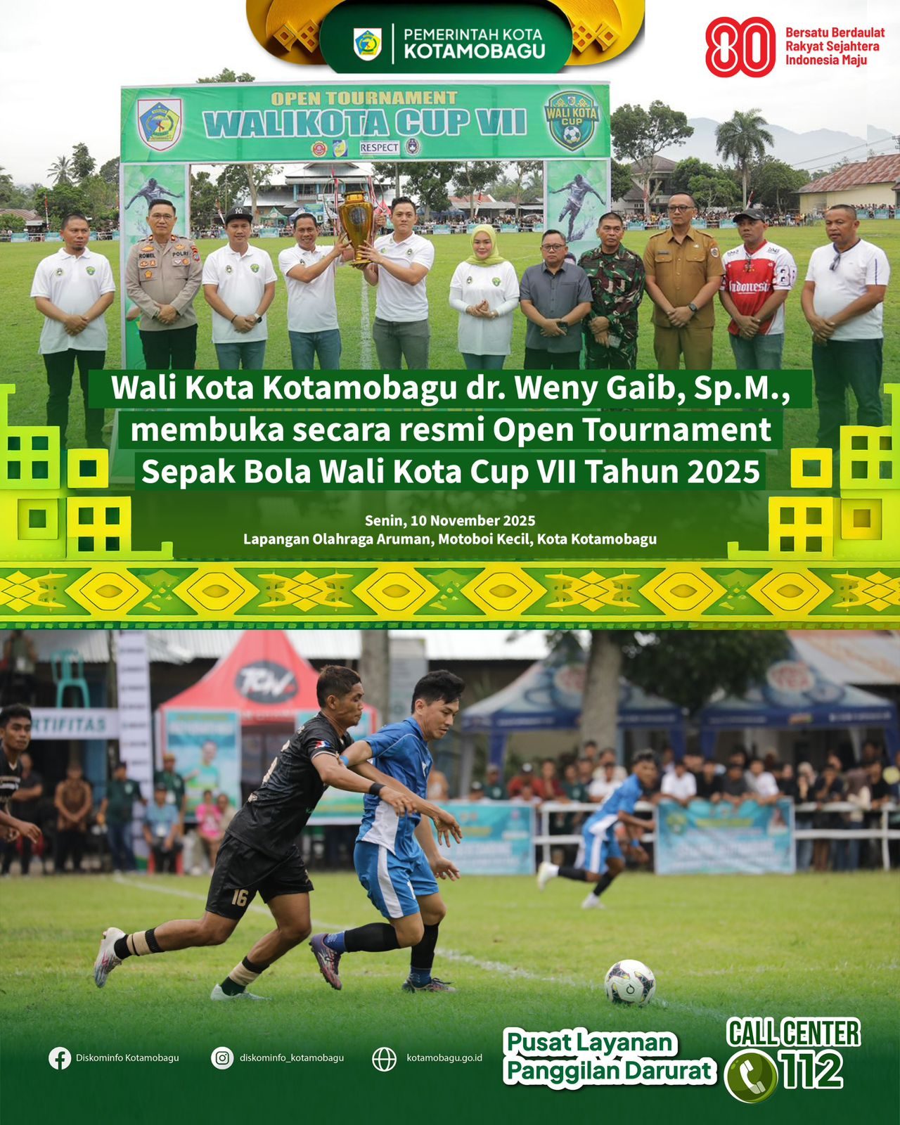 Wali Kota Kotamobagu Buka Secara Resmi Open Turnamen Sepak Bola Wali Kota Cup VII Tahun 2025