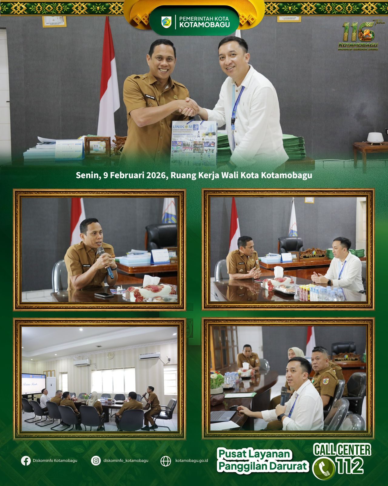 Wali Kota Kotamobagu Terima Kunjungan Ketua Tim PJJ UNIKOM Bandung