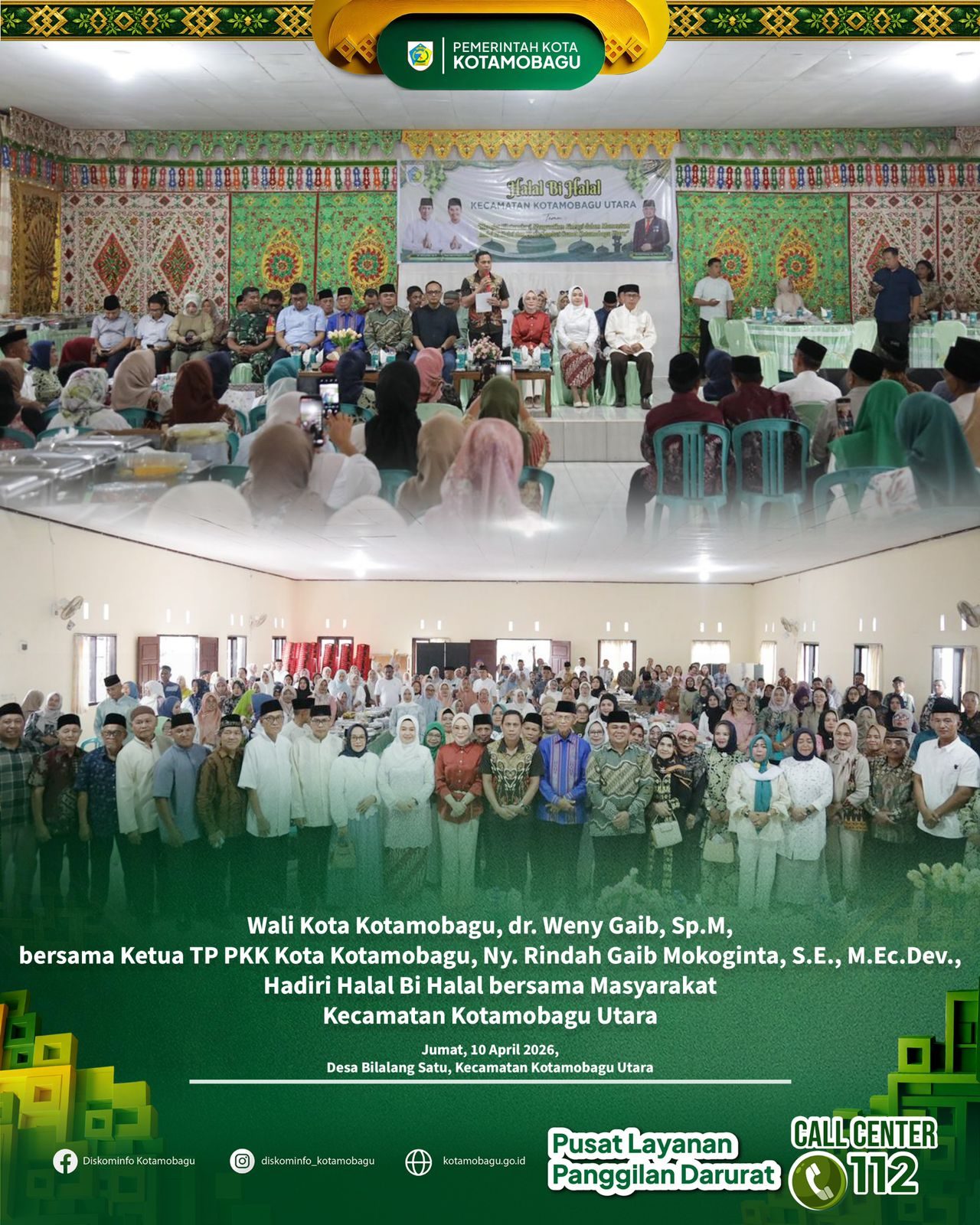 Wali Kota Kotamobagu Hadiri Halal Bihalal Bersama Masyarakat Kotamobagu Utara