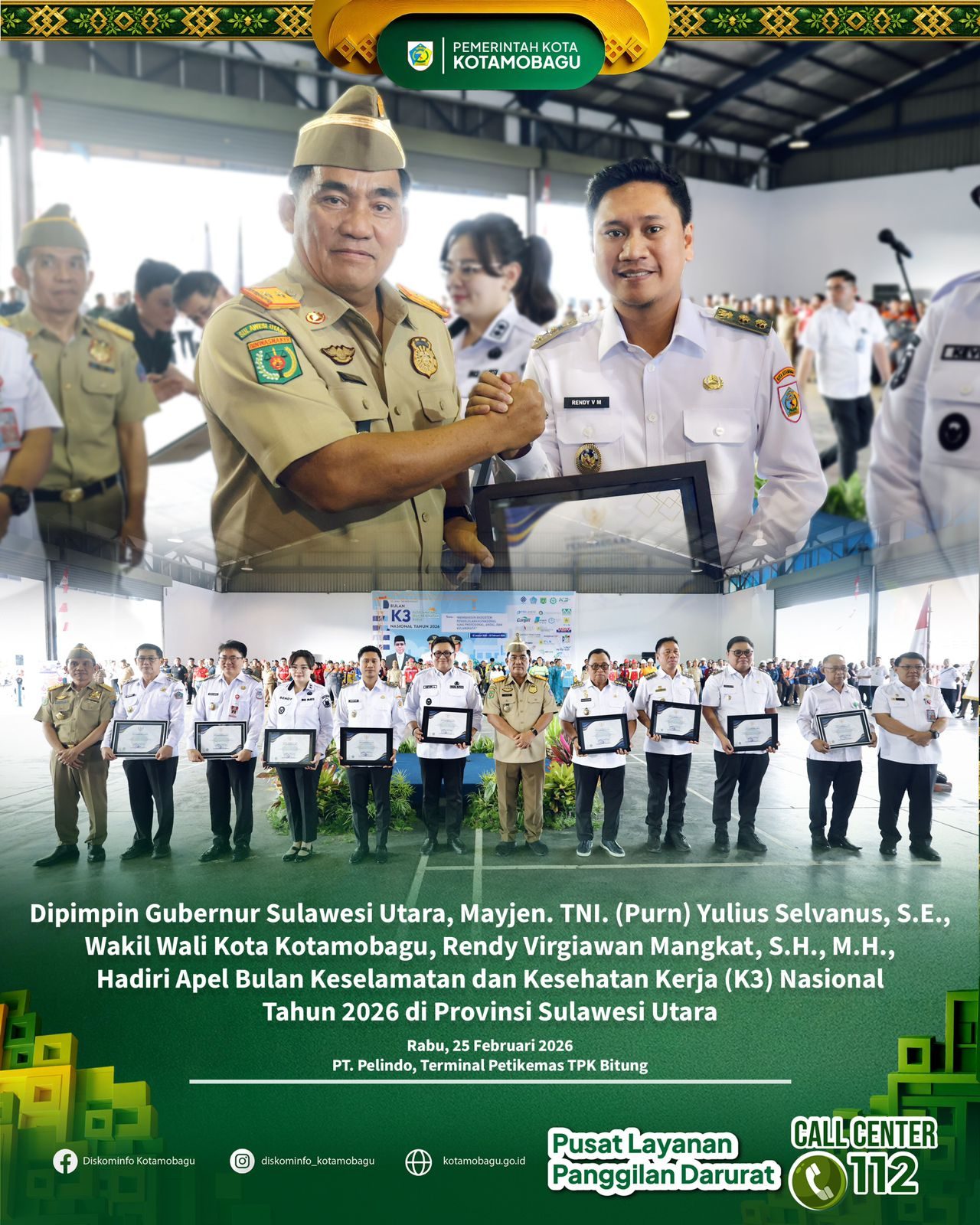 Wakil Wali Kota Kotamobagu Hadiri Apel Bulan K3 Nasional 2026 di Sulawesi Utara