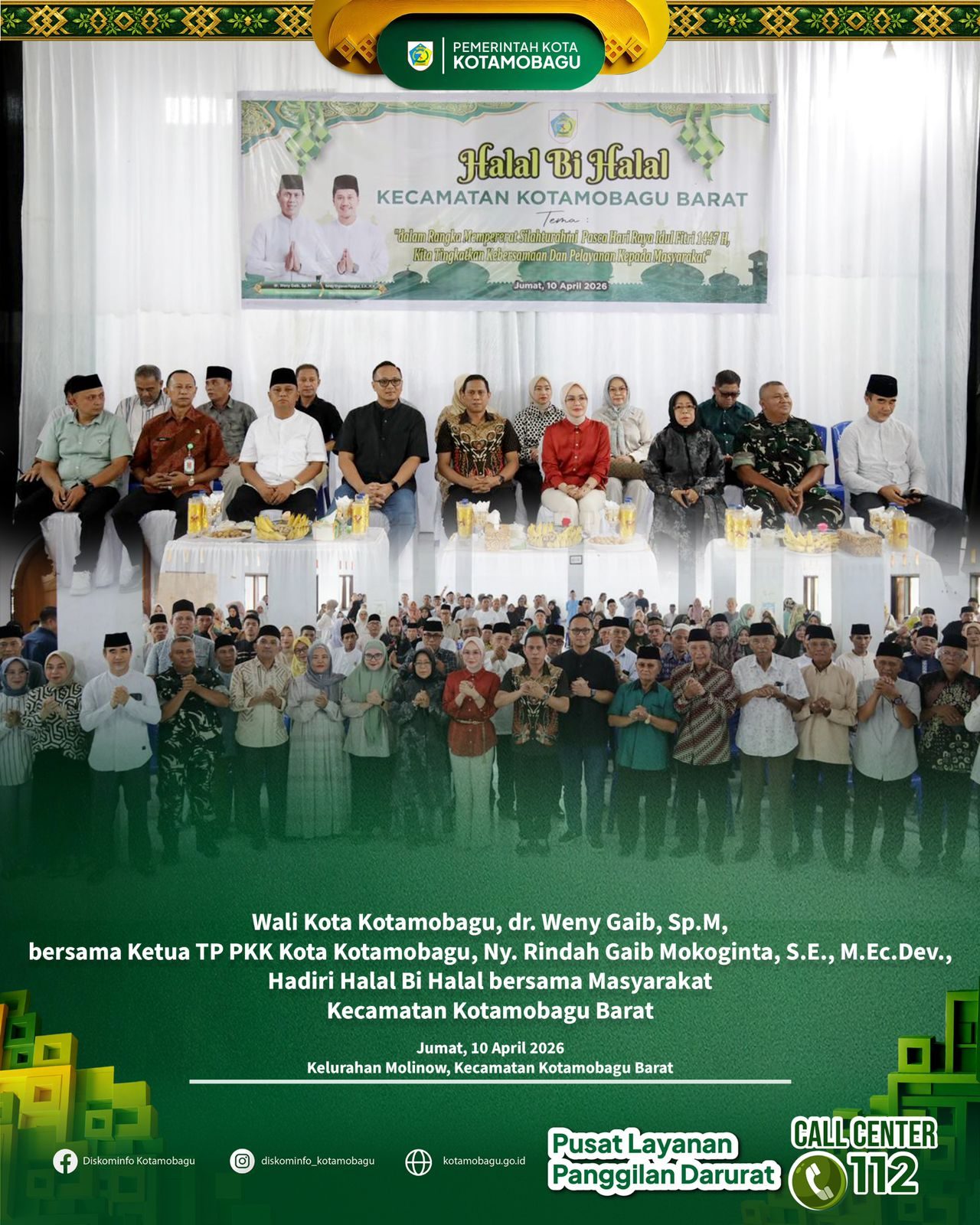 Wali Kota Kotamobagu Hadiri Halal Bihalal Bersama Masyarakat Kotamobagu Barat