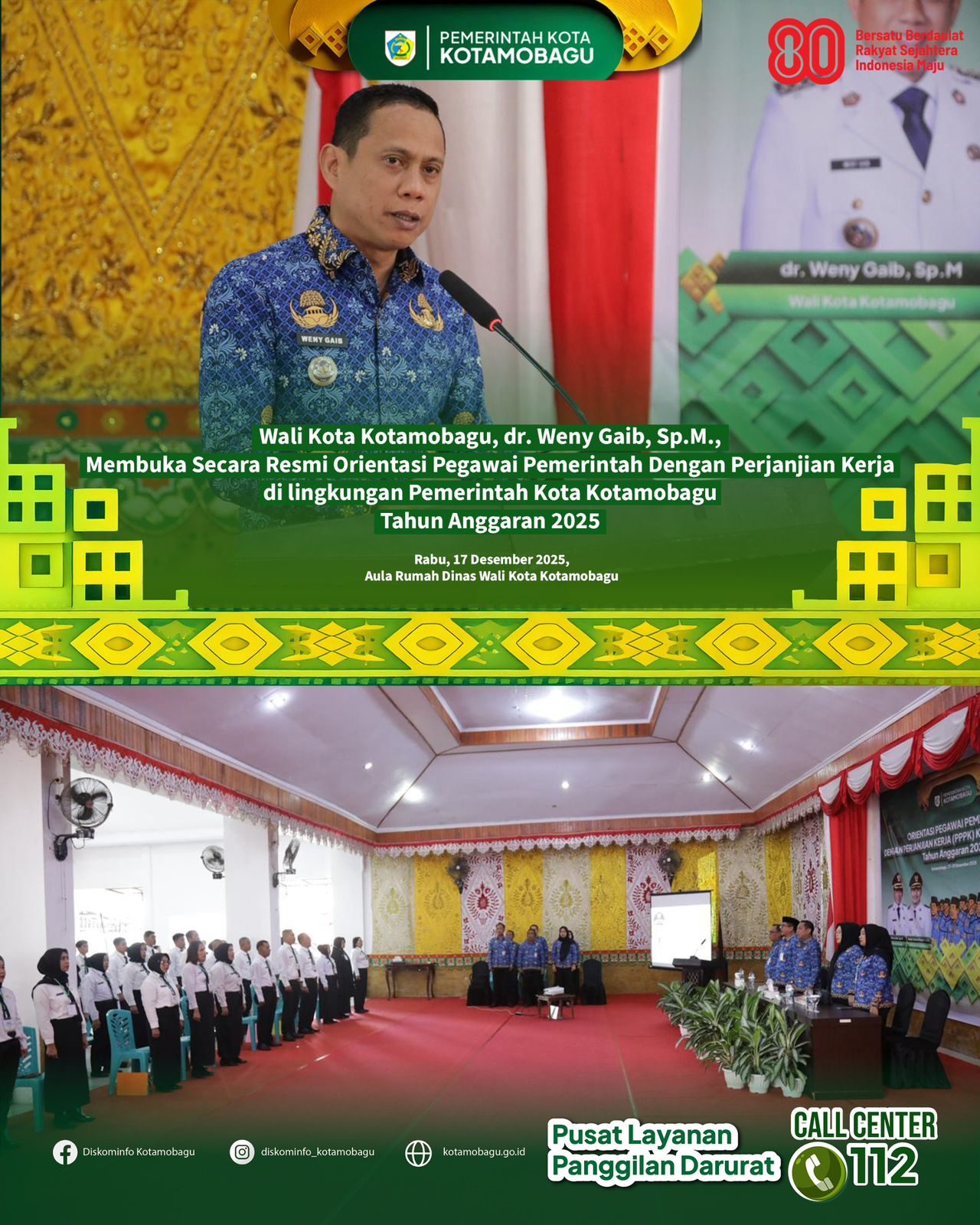 Wali Kota Kotamobagu Resmi Buka Orientasi PPPK Tahun 2025
