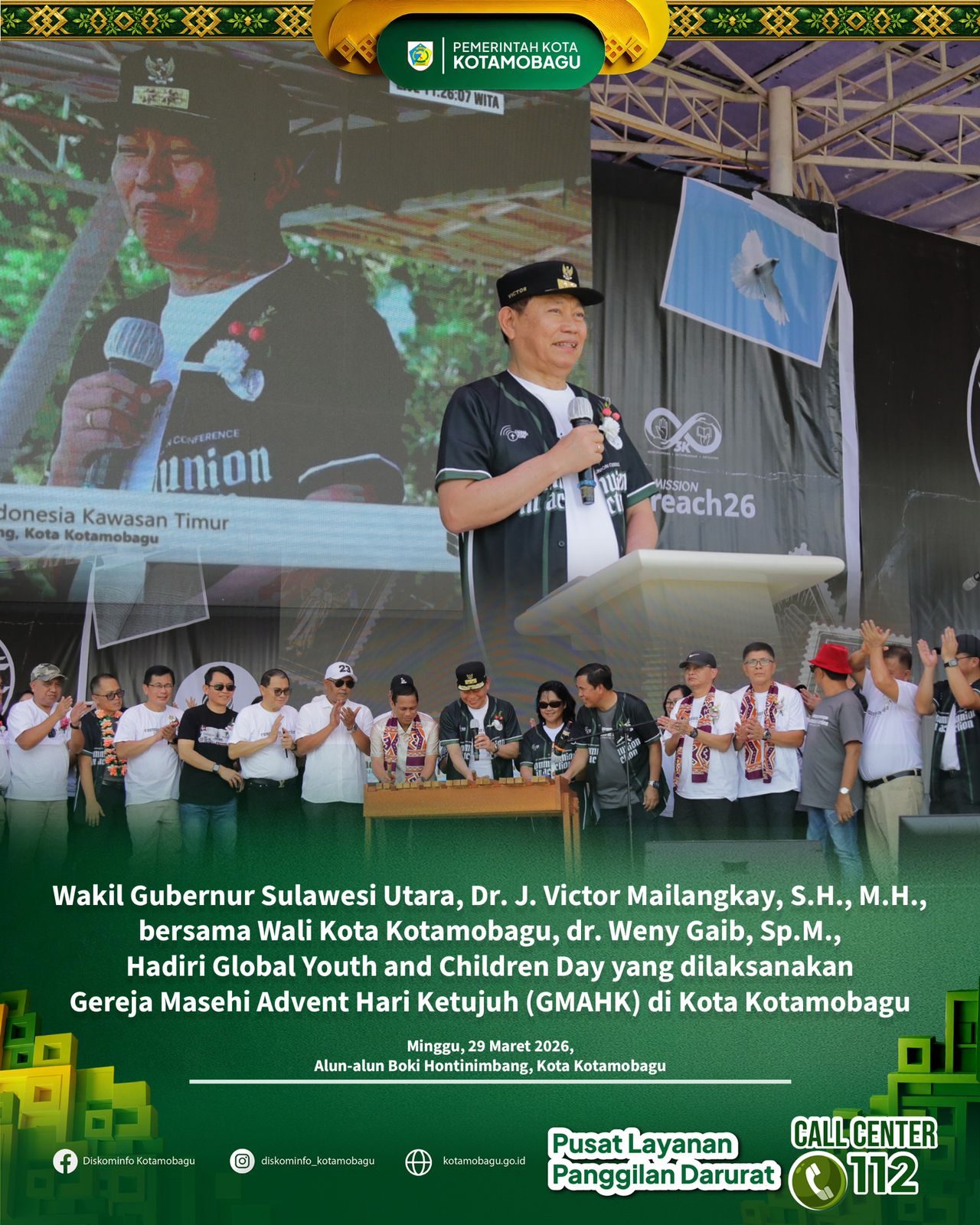 Wakil Gubernur Sulut dan Wali Kota Kotamobagu Hadiri Global Youth and Children Day