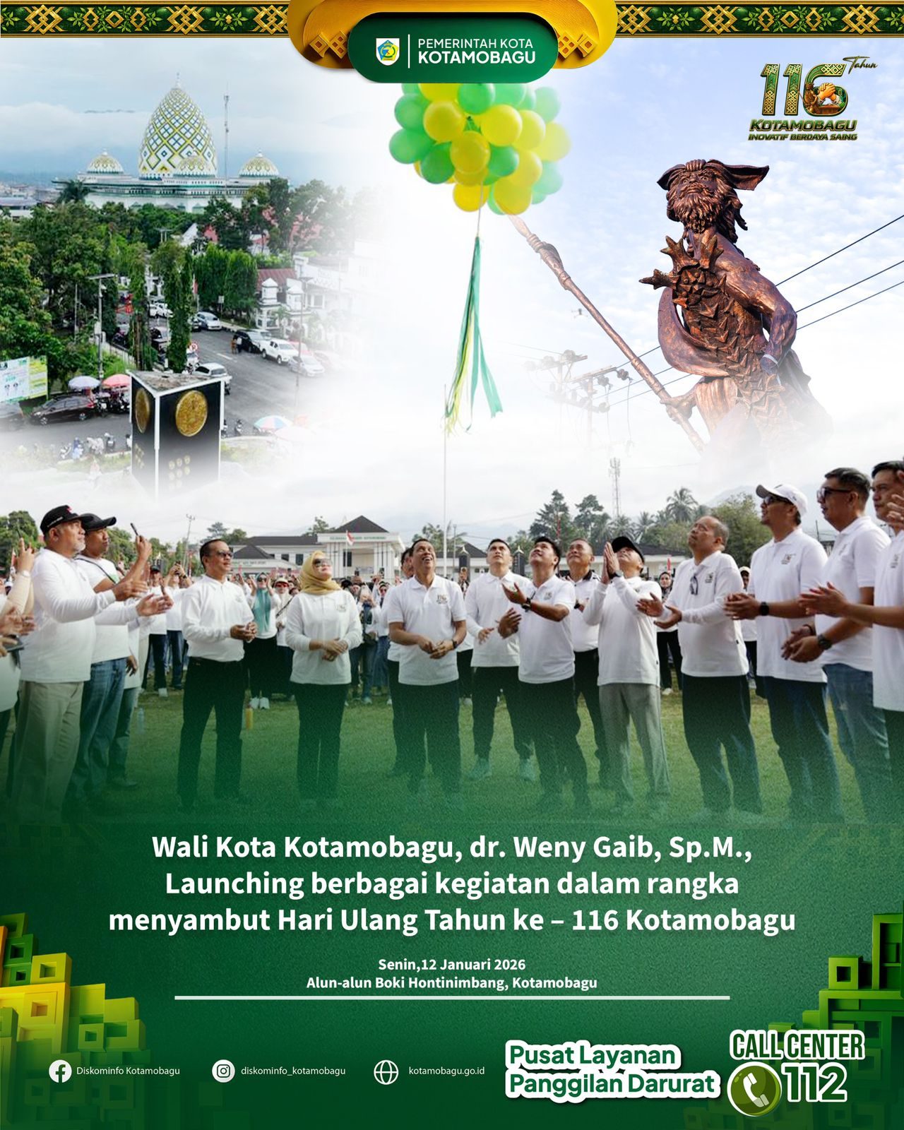 Wali Kota Kotamobagu Launching Rangkaian Kegiatan HUT ke-116 Kota Kotamobagu